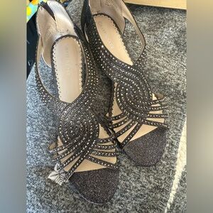 Charcoal gray dress strappy sandals size 8.5